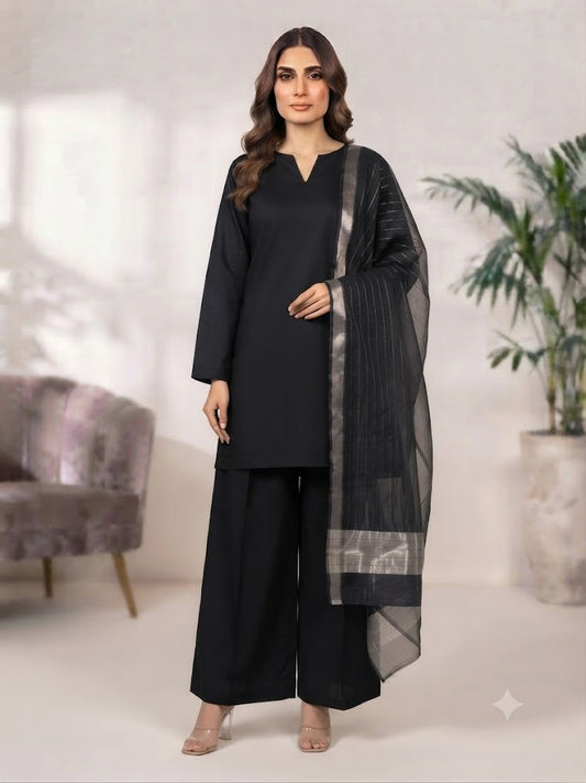 Black dress in lawn 3 pc